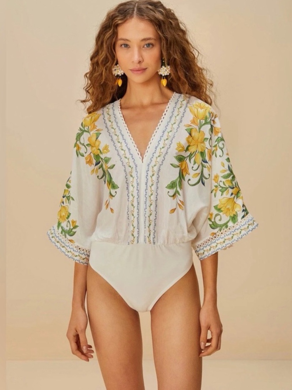 NWT Farm Rio Sicily Dolman Sleeve Bodysuit